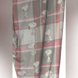 New Snoopy Pink Plaid Pajama Pants